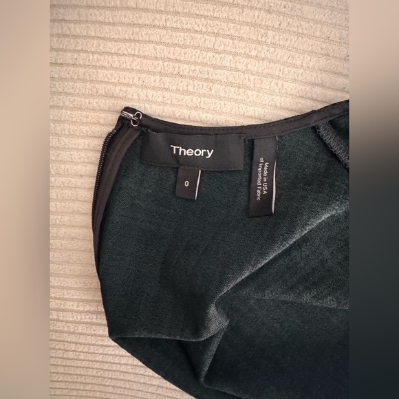 Theory Dress Women's 0 Green Black Crosshatch Rijik Short Sleeve Sheath Stretch - Picture 8 of 8